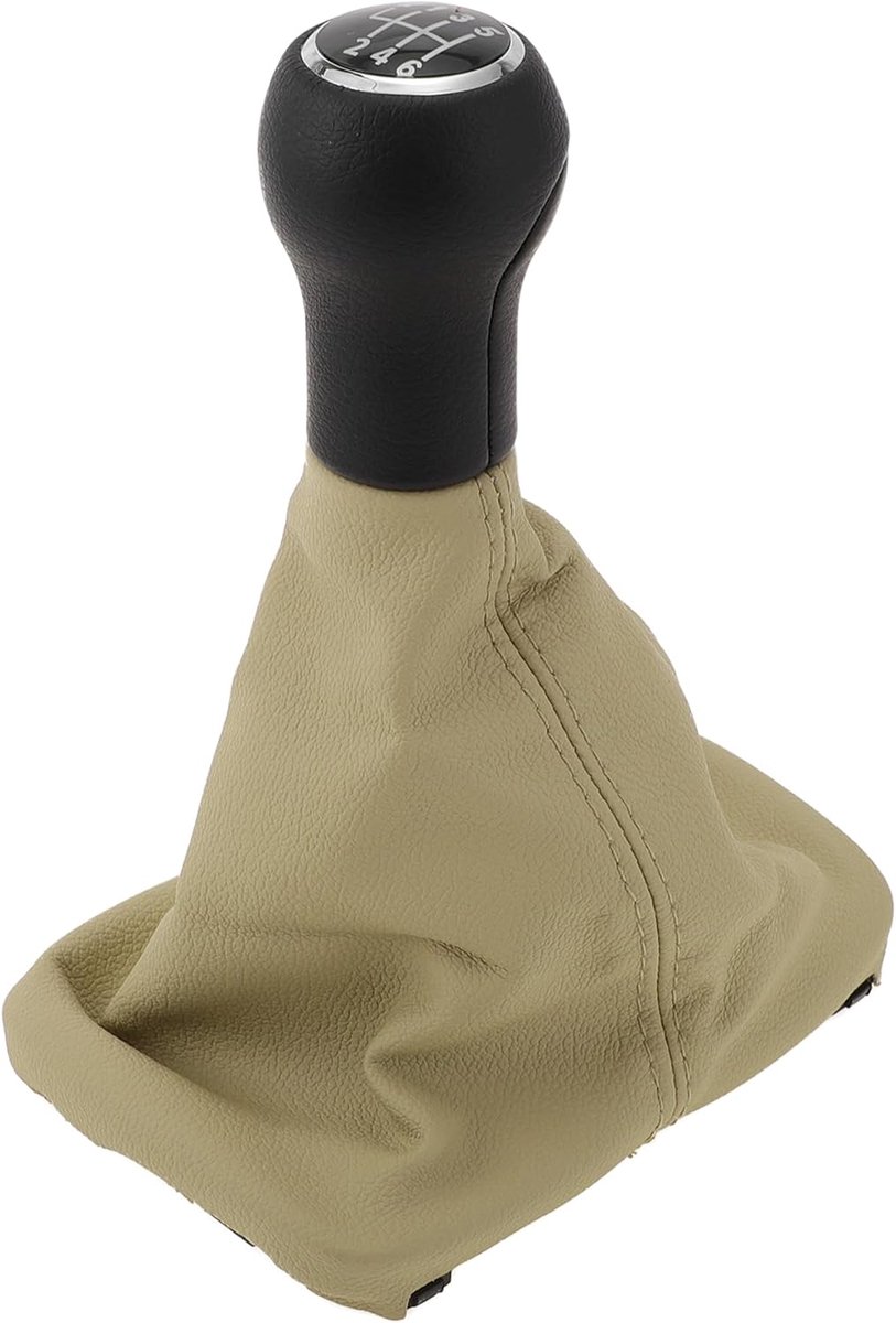 Versnellingspook 6 Versnellingen - Imitatieleer Zwart Beige - Geschikt voor Volkswagen Beetle 1998-2010 - ShopVlot