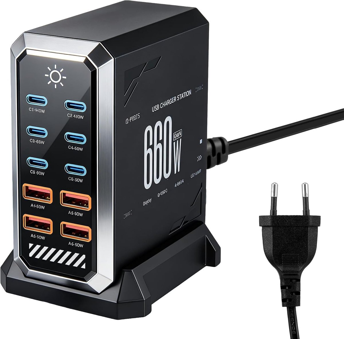 USB C oplader 660W - meerdere USB poorten - snel opladen - ideaal voor thuis en op reis - ShopVlot
