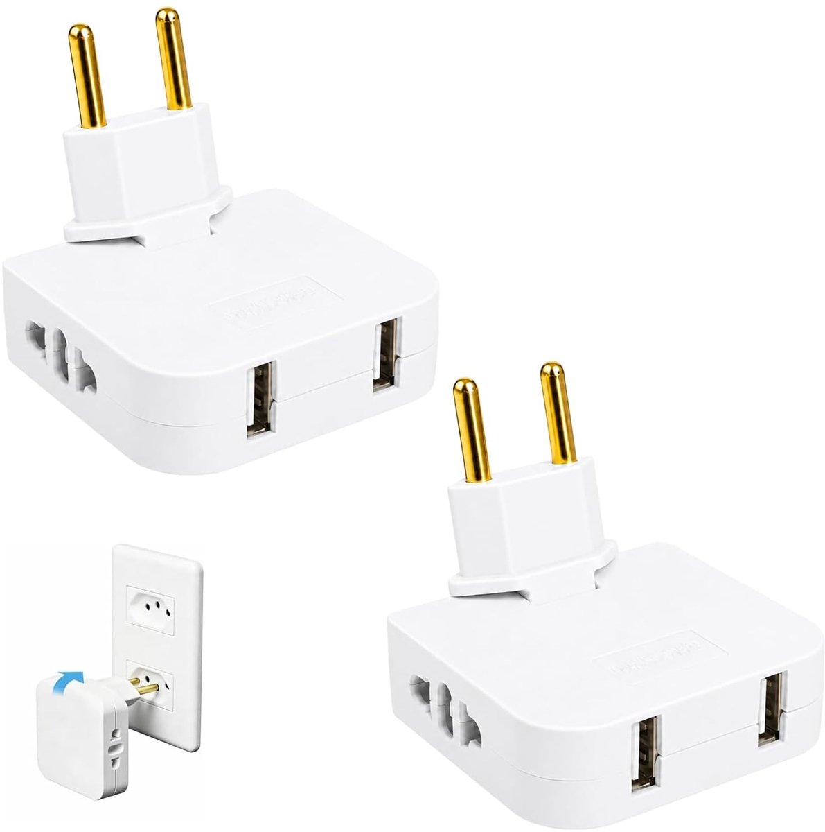 platte stekkers 5-in-1 - ultraplat - met USB-poorten - ideaal voor krappe ruimtes - ShopVlot