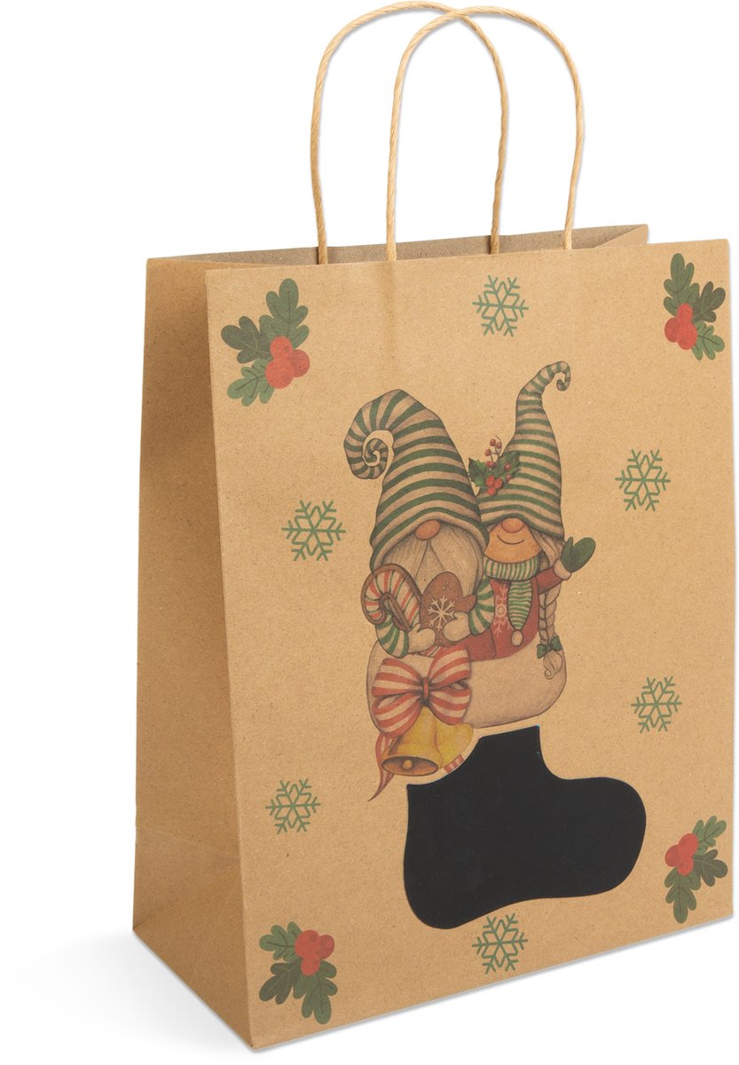 Cadeauzakje - papier, "Craft" - 265 x 127 x 330 mm - 2 soorten / verpakking 12 Stuks [58316]