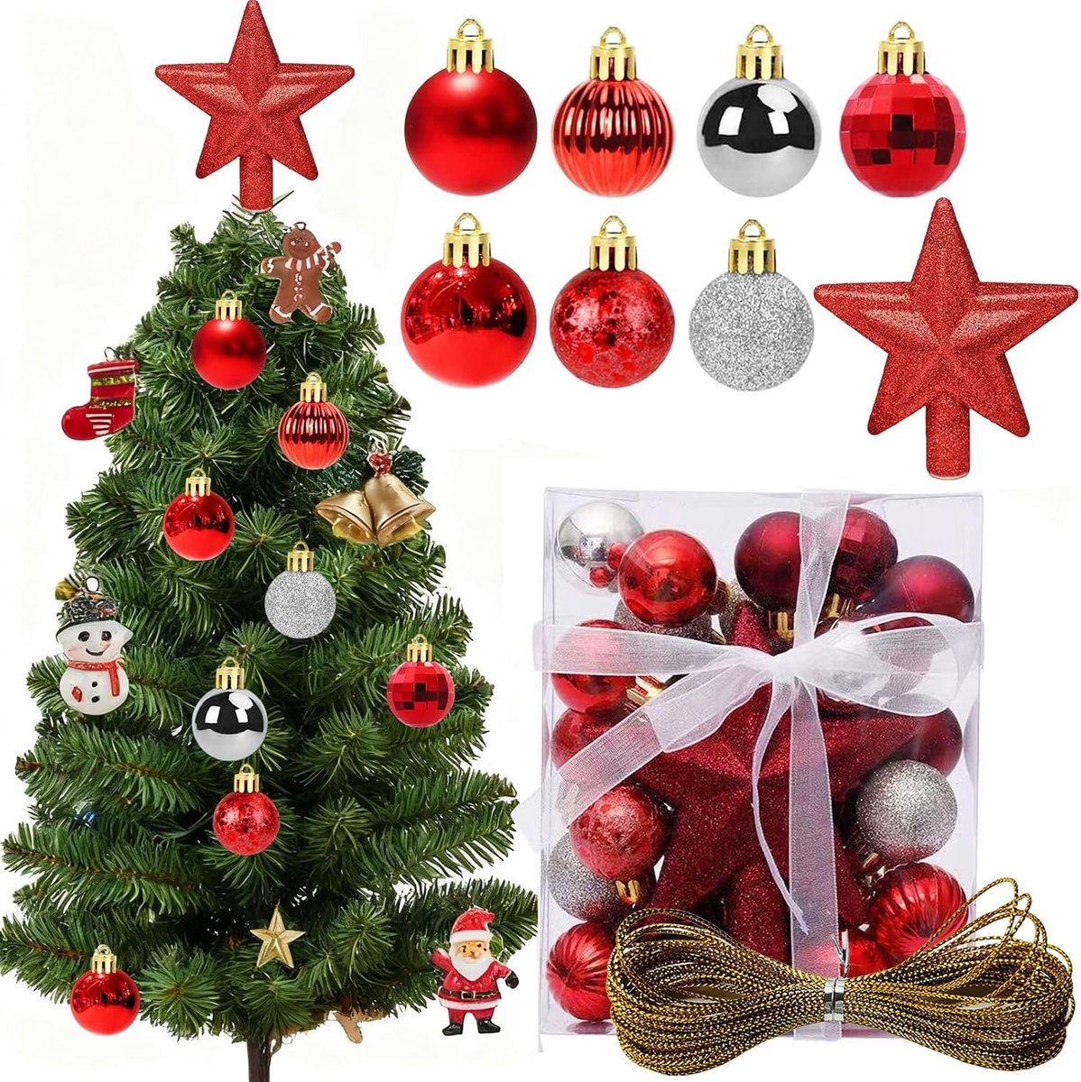 Mini kerstballen 30 stuks - 3 cm bollen - kunststof - herbruikbare kerstdecoratie - ShopVlot