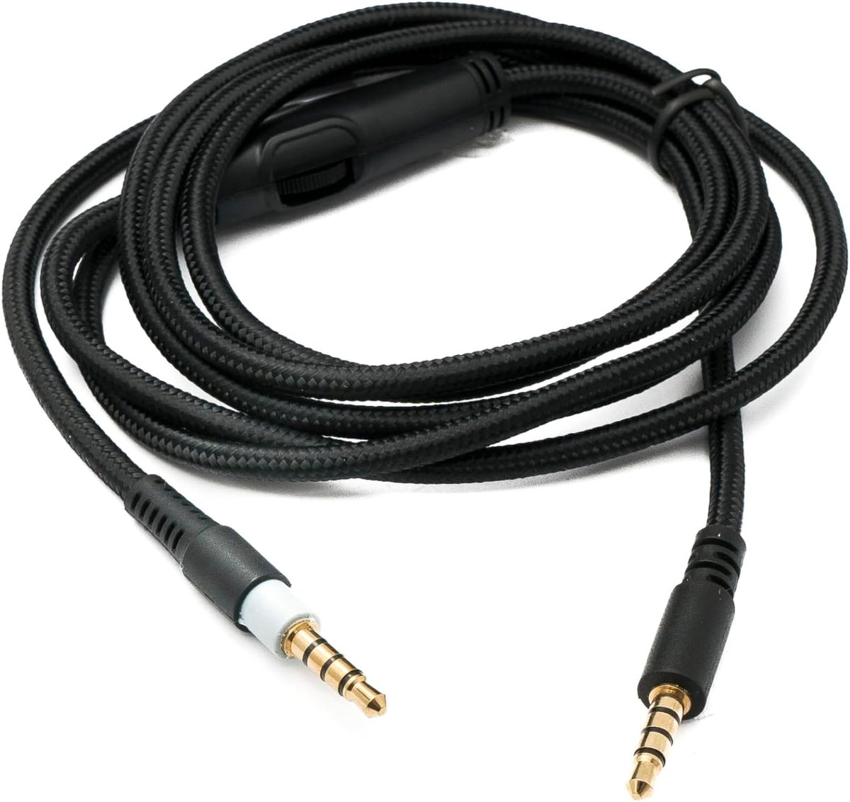 AUX kabel 150cm - gevlochten zwart - met volumeregelaar - vervangingskabel voor HyperX Cloud Mix & Alpha - ShopVlot