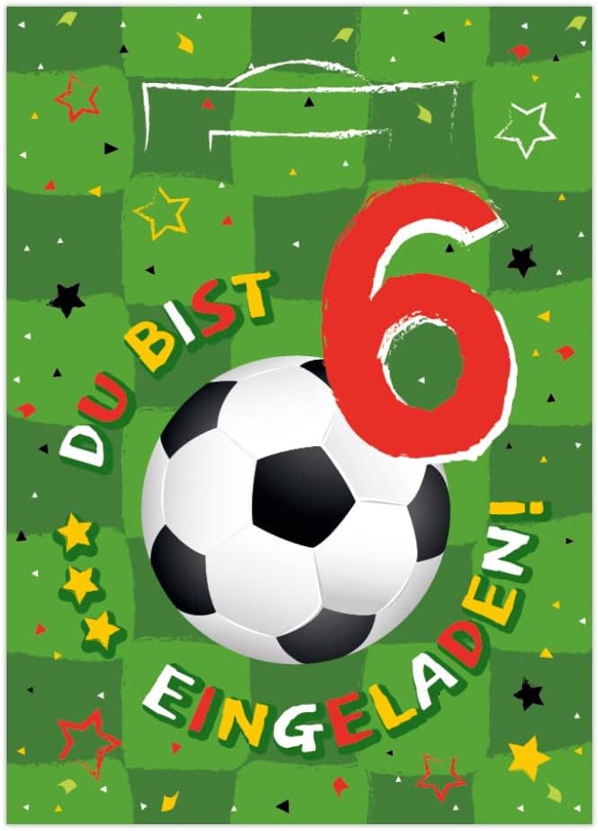 uitnodigingskaarten 6e verjaardag - voetbal thema - 12 stuks - perfect voor jongensfeest - ShopVlot