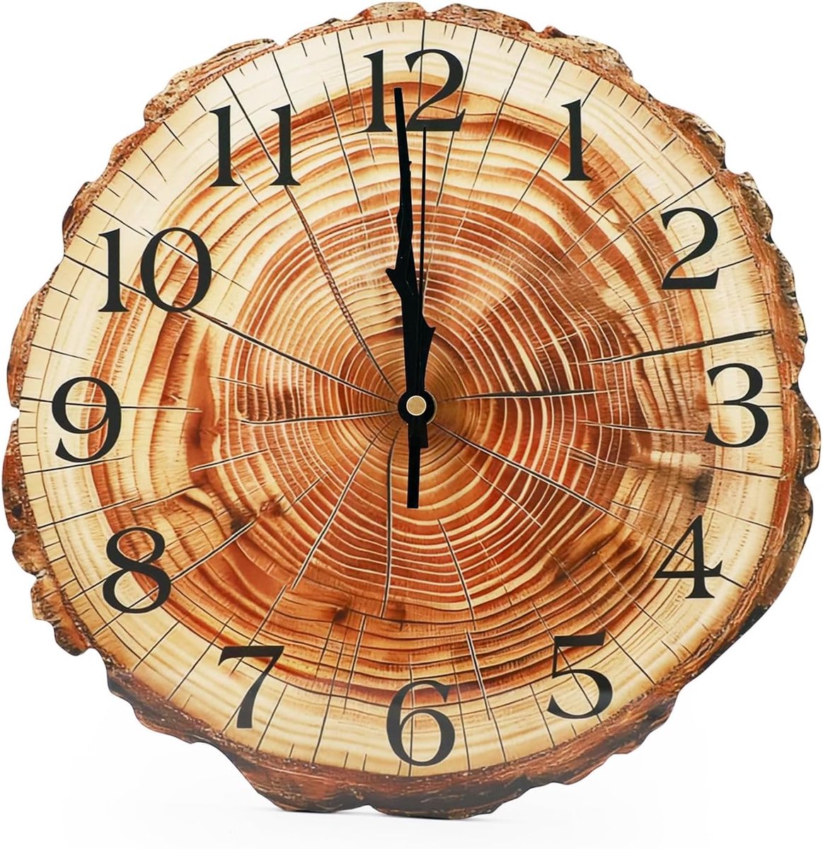 Wandklok 30 cm - Hout met jaarringen - Geruisloos design - Vintage retro decoratie - ShopVlot