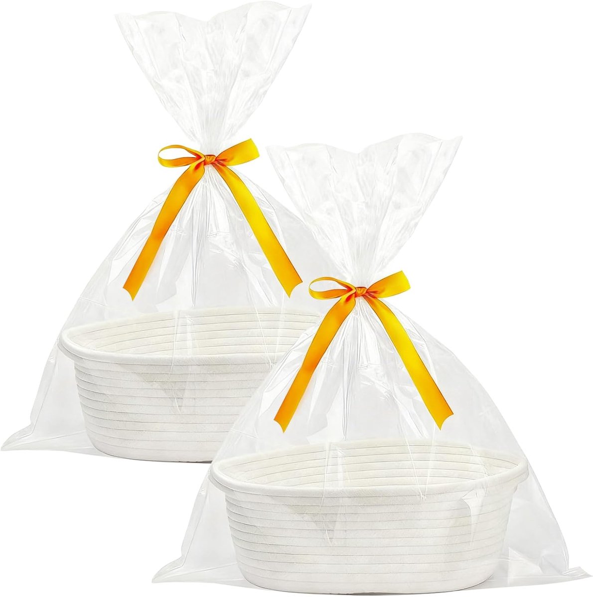 Lege geweven cadeaumanden 30x20x12 cm - met geschenkzakken en lint - ideaal voor verjaardagen - ShopVlot