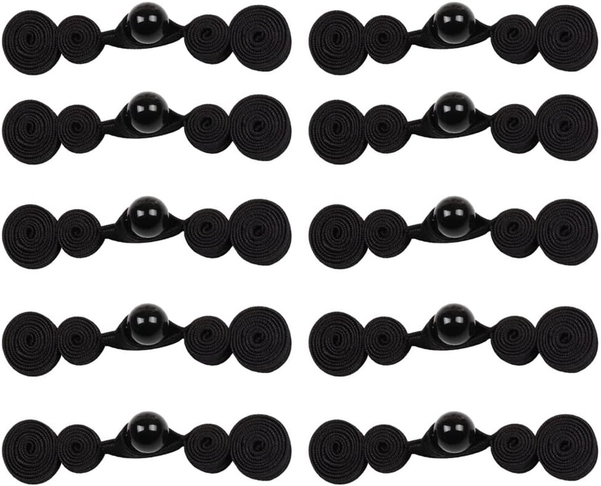 Chinese sluitknopen 10 stuks - handgemaakt - zwart - perfect voor cheongsam en jassen - ShopVlot