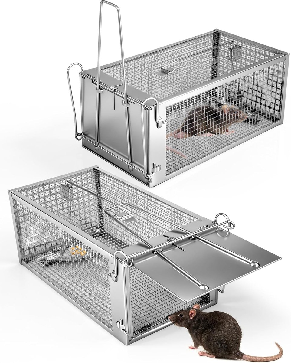 Outdoor rat cage XXL - 2 stuks - met metalen deur - veilige en effectieve vangst - ShopVlot