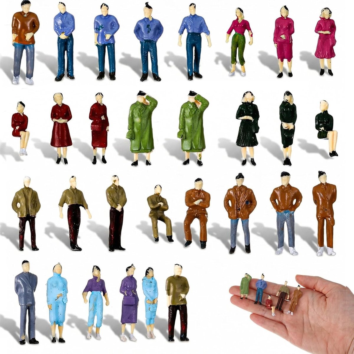 Miniatuurfiguren 30 stuks - 1:50 schaal - geschilderde mensen - perfect voor architectuurprojecten - ShopVlot