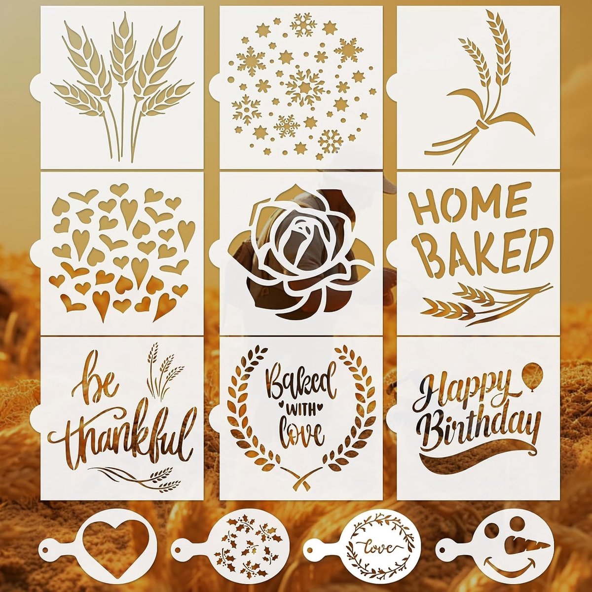 Koekjesstencils 13-delig - Herbruikbaar - Diverse ontwerpen - Perfect voor DIY en latte art - ShopVlot