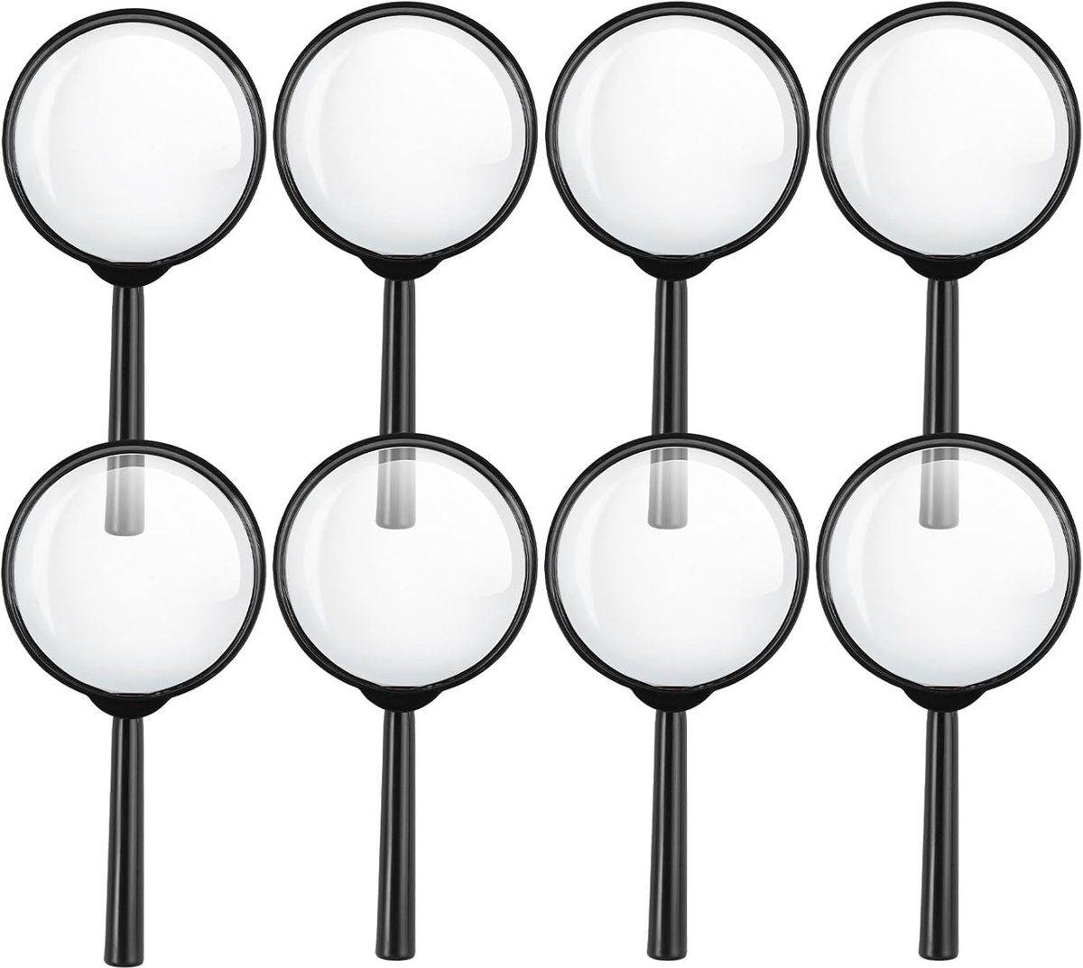 Mini-vergrootglas set 8 stuks - zwart kunststof - hoge resolutie - ideaal voor lezen en verkennen - ShopVlot