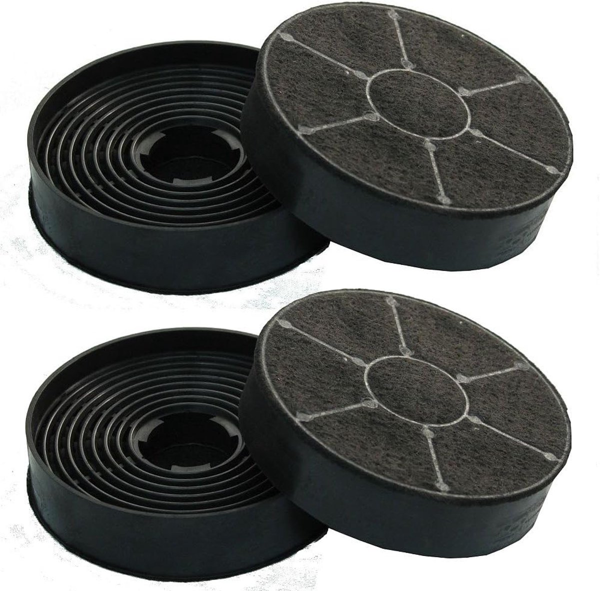 Geactiveerde koolstoffilter 10.7cm - 4-delige set - geschikt voor afzuigkappen - optimale luchtzuivering - SnelShoppen