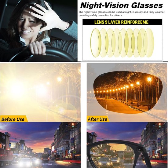 Gepolariseerde Zonnebril - Nachtzicht Bril - Autorijden Vissen - UV400 Bescherming - Unisex Model - Zwart — afbeelding 3