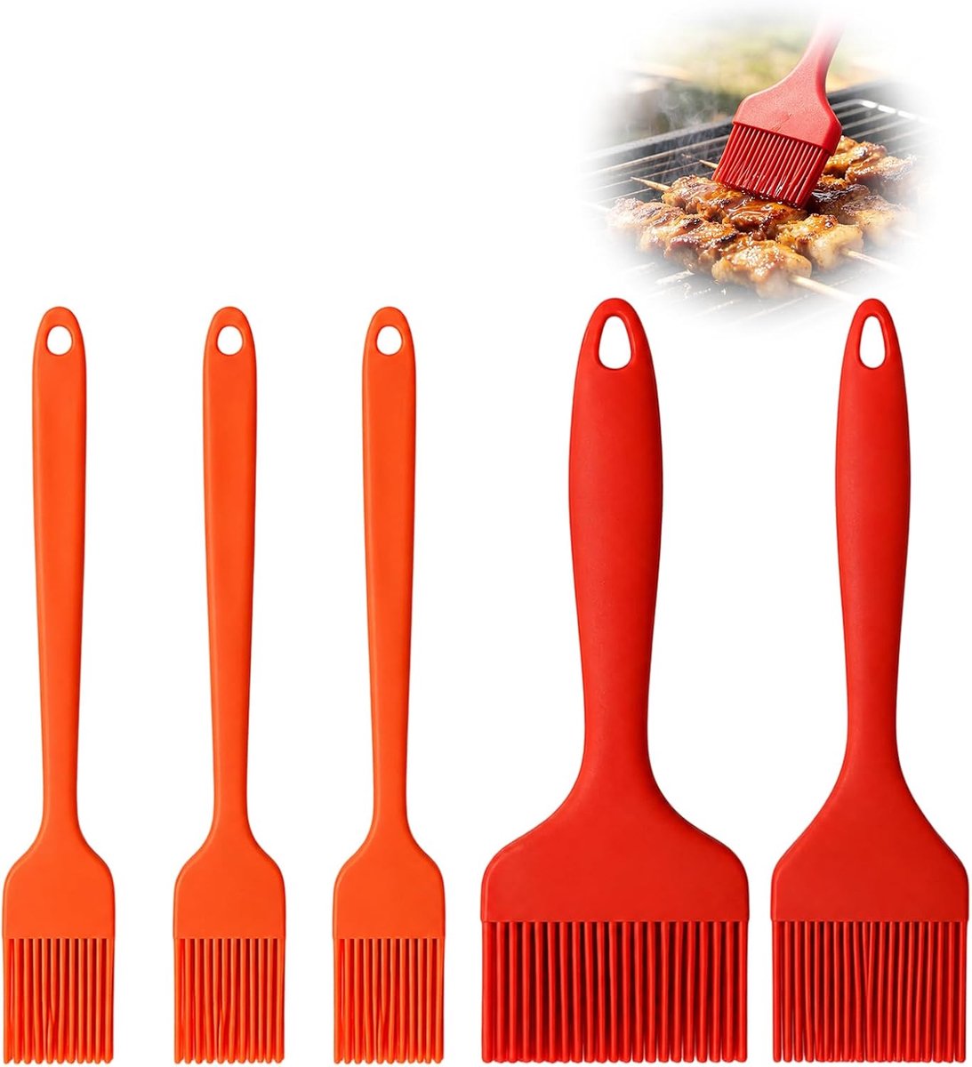 5 stuks siliconen bakkwasten, 21 cm, extra brede olieborstel, 9,1/7/3,2 cm breed, siliconen borstel voor koken - ShopVlot