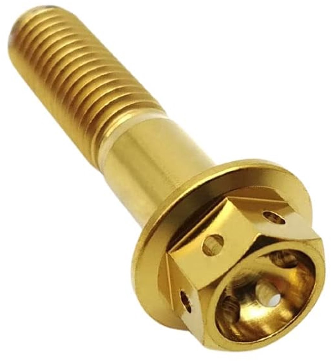 Titanium bouten M10x2.5x35mm - Flens hex hoofd - Goudkleurig GR5 titanium - Lichtgewicht en sterk - ShopVlot