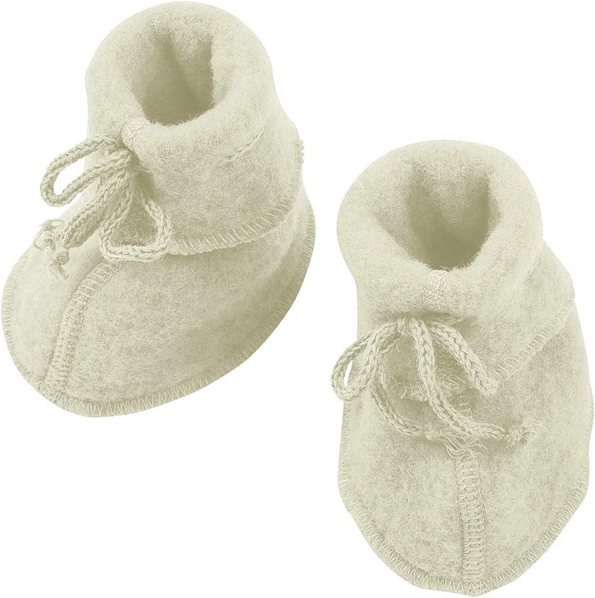 Baby fleece schoen 62/68-74/80 - organisch virgin wol - met lint en flatlock naden - heerlijk warm voor babyvoetjes - ShopVlot