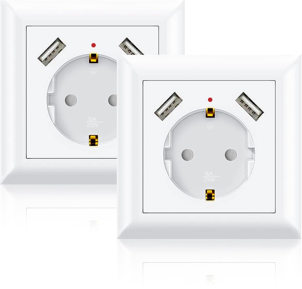 Stopcontact met 2 x USB - Inbouwmodel voor standaard flush box - Veiligheidssocket met kortsluitbeveiliging - ShopVlot