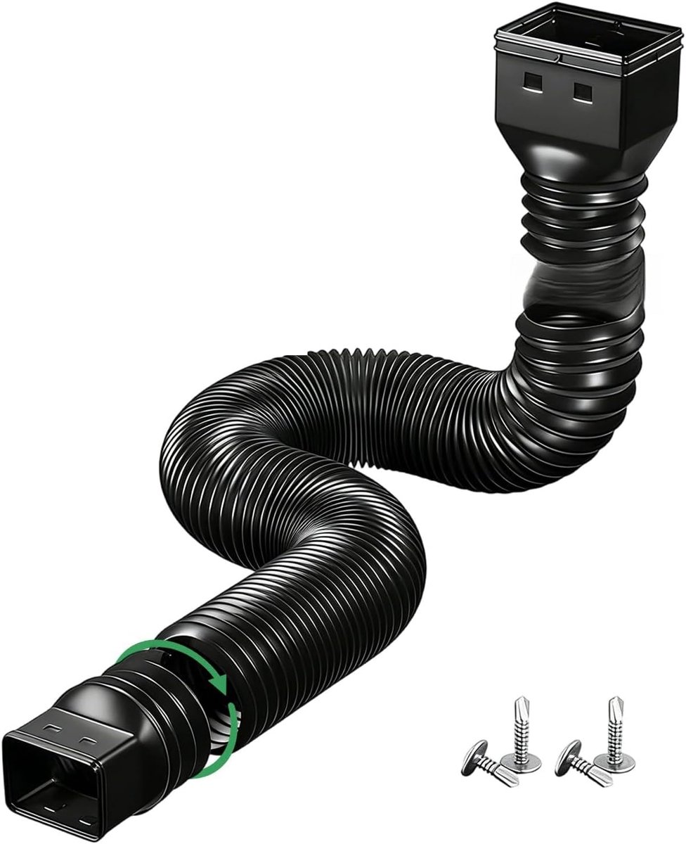 Dakgoot regenpijpverlenging 47-150 cm - flexibel rond - voor 80/100 mm regenpijp - gericht afvoeren van regenwater - ShopVlot