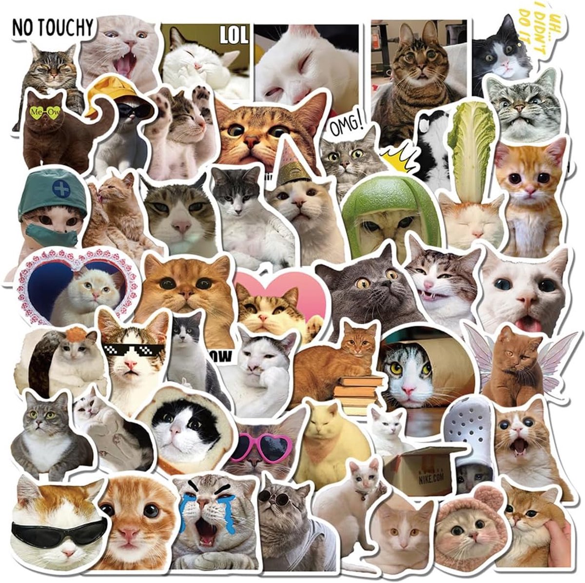 Meme-stickers 50 stuks - kattenstickers - waterdicht en krasbestendig - perfect voor je laptop - ShopVlot