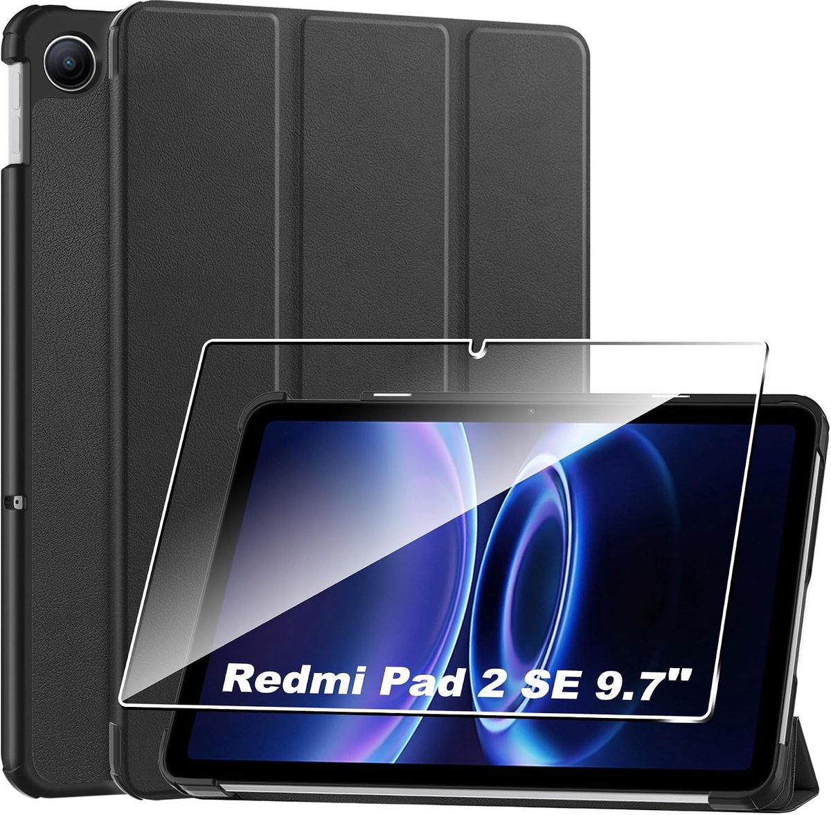Beschermhoes voor Redmi Pad 2 SE 24,6 cm - lederen hoes - automatische wake/slaap - anti-kras en ondersteuningsfunctie - ShopVlot