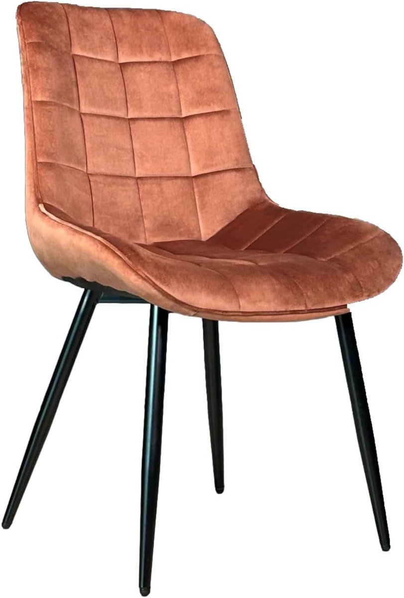 Eetkamerstoel set van 4 - bruin velvet - eenvoudig te monteren - stijlvol en comfortabel - ShopVlot