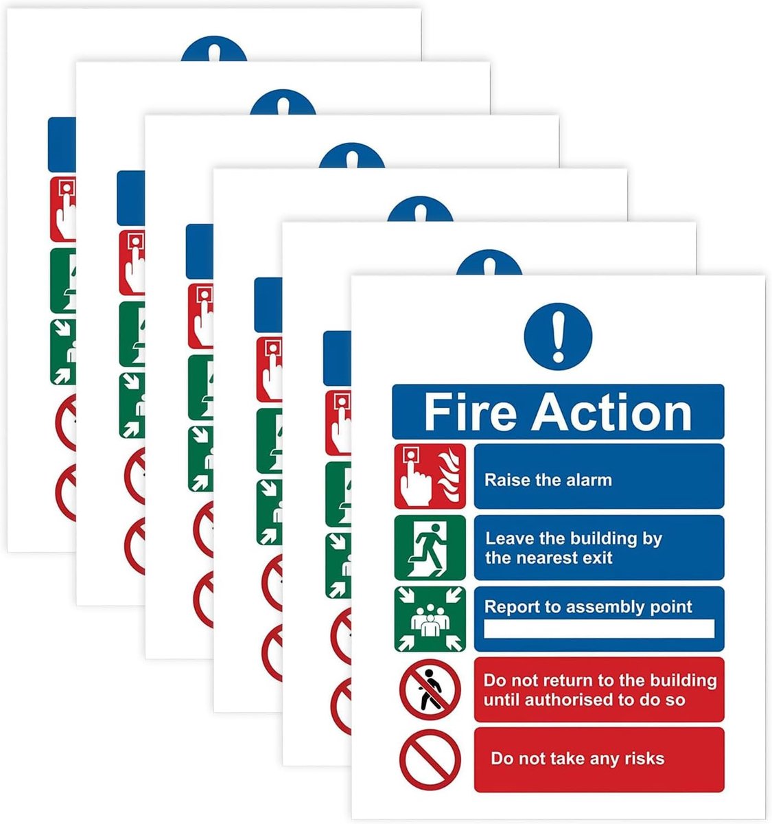 Brandactie bord 6-pack - PVC vinyl - Duidelijke nooduitgang - Voor veilige evacuatie - ShopVlot