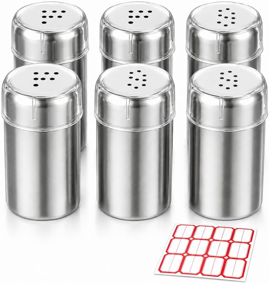 Mini-zout- en peperstrooiers 5 ml - roestvrij staal - met deksel en etiketten - ideaal voor onderweg - ShopVlot