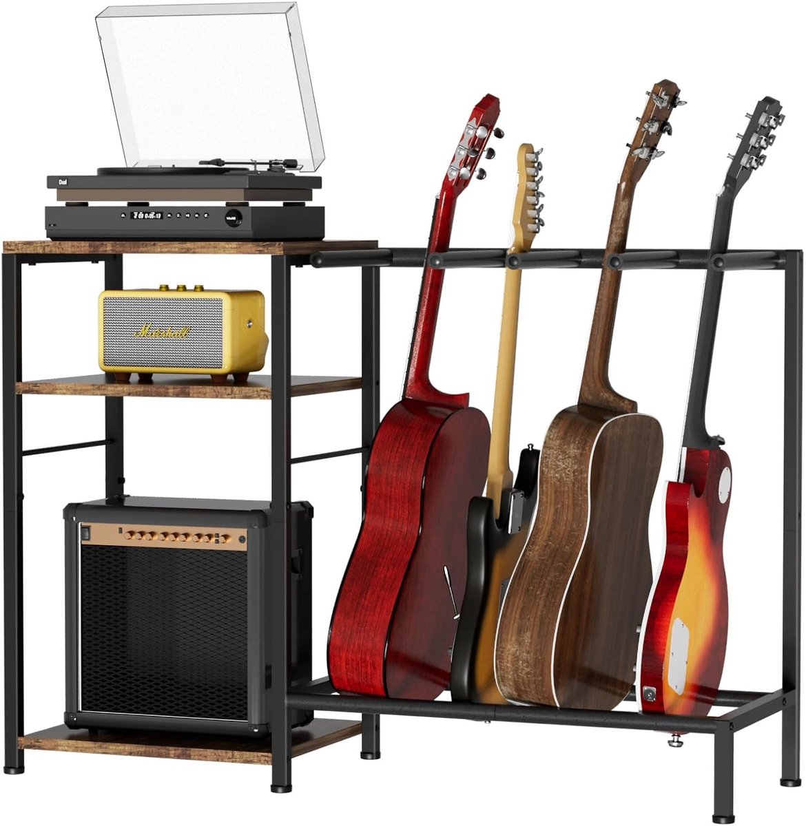Guitar Stand voor 4 Gitaren - Verstelbaar Rack - Zacht Gepolsterd Bescherming - Ideaal voor Thuisgebruik - ShopVlot