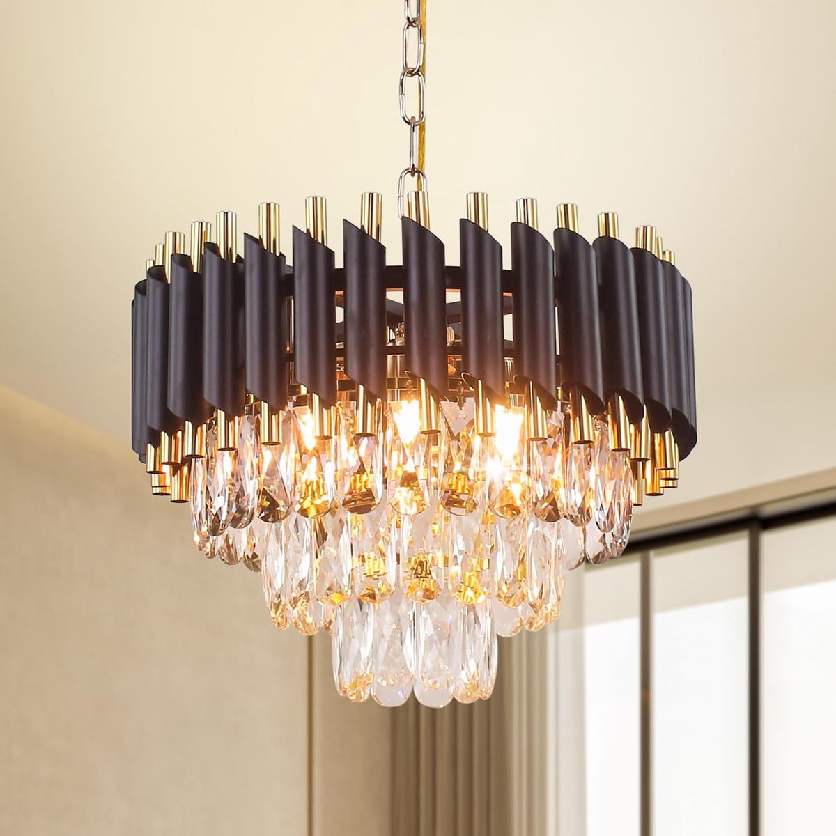 Kroonluchter 40cm - Moderne kristallen kroonluchter - Drie-laags design - Perfecte sfeerverlichting voor woonkamer - ShopVlot