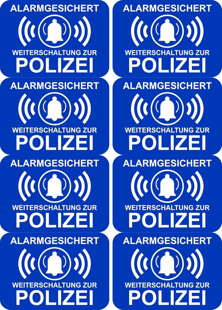 Stickers alarm beveiliging - 8 stuks - zelfklevend - bescherming tegen inbraak. - ShopVlot