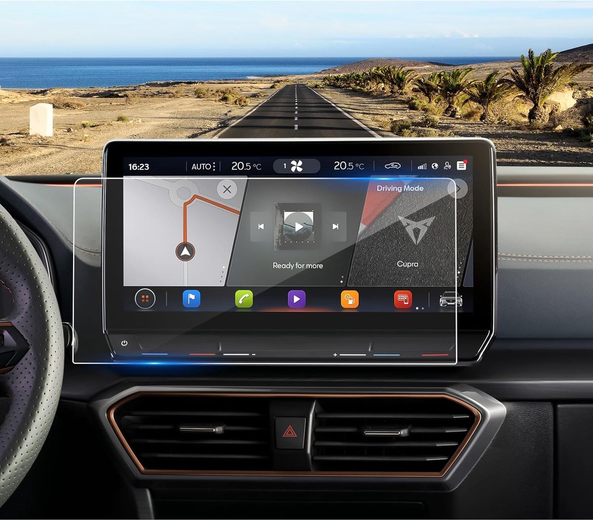 Navigatieschermbeschermer 12 inch - 9H gehard glas - krasbestendig - perfecte bescherming voor Cupra - ShopVlot