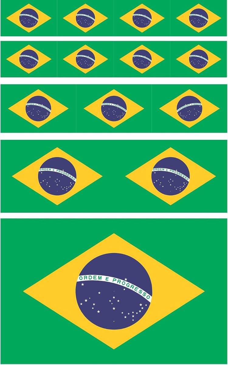 Sticker set Braziliaanse vlag 14 stuks - vinyl stickers - waterproof en UV-bestendig - ideaal voor motor en auto - ShopVlot