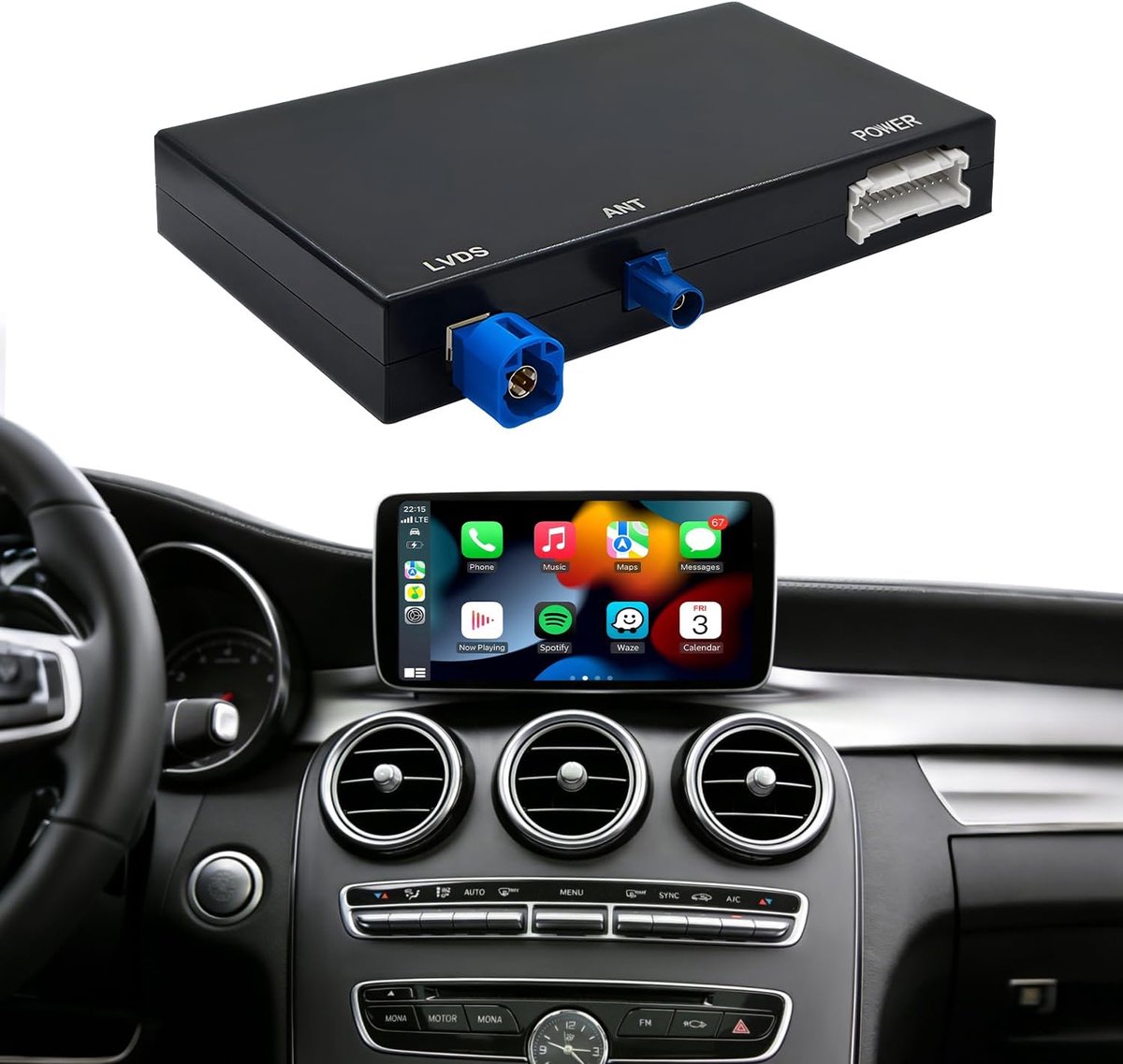 Draadloze CarPlay-retrofitkit - Decodermodule - Voor Mercedes-Benz NTG4.5/4.7 - Achteruitrijcamera inbegrepen - ShopVlot