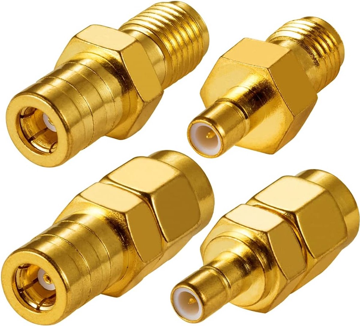 Radio antenne adapter kit SMA naar SMB - 50 ohm - Messing, verguld - Voor DAB en FM/AM - ShopVlot