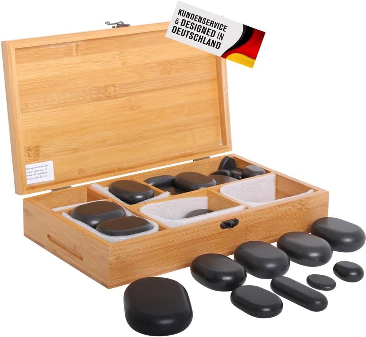 Hotstone massage set 45 stuks - basalt stenen - hoge kwaliteit - voor diepe ontspanning - ShopVlot