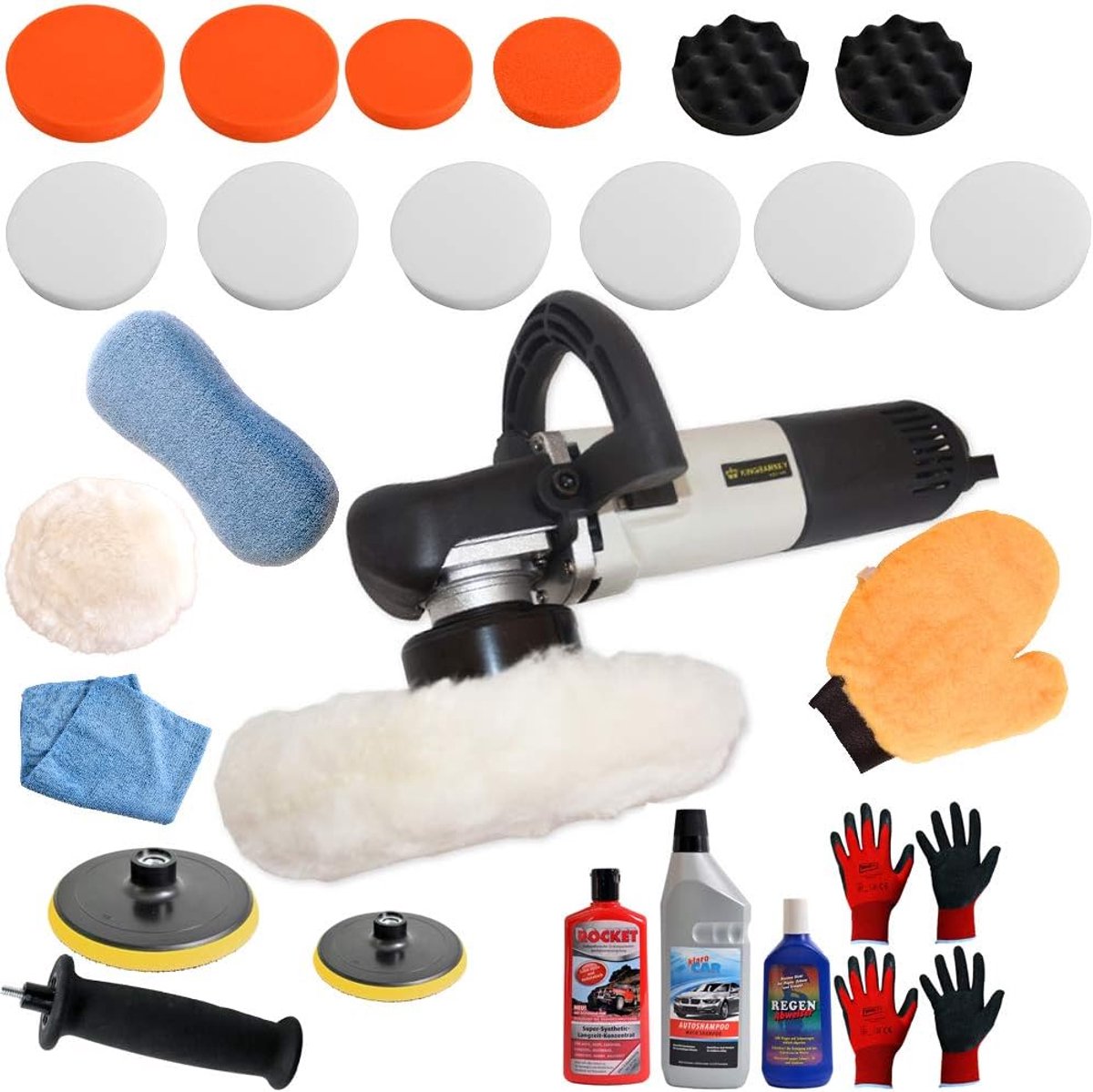 Eccentrische polijstmachine 710 Watt - Professionele set 29-delig - Inclusief accessoires en polish - ShopVlot