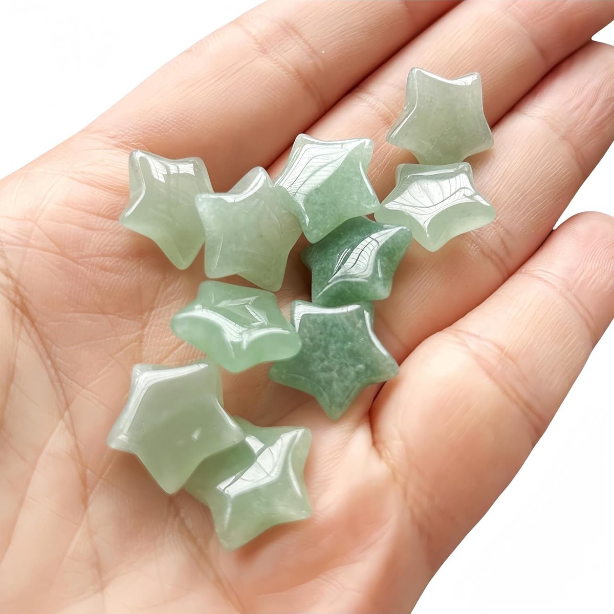 Sterkristallen 0.6 Inch - Natuurlijke Groene Aventurijn - Set van 10 - Perfect voor Sieraden - ShopVlot