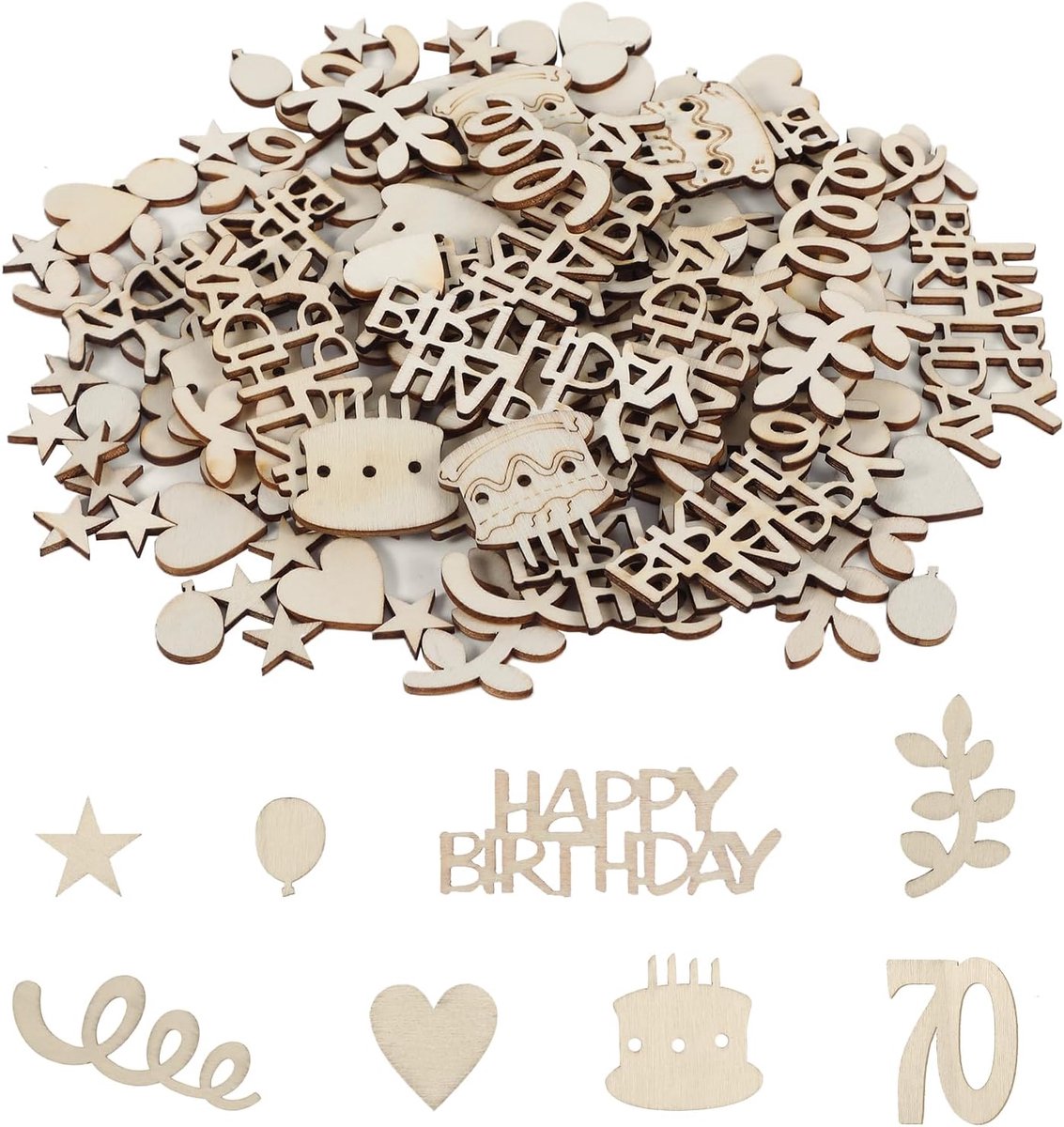 Confetti verjaardag 70e - houten tafeldecoratie - 120 stuks - feestelijke strooidecoratie - ShopVlot