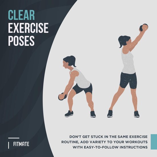 Illustraties van twee vrouwen in sportkleding die oefeningen met dumbbells uitvoeren.