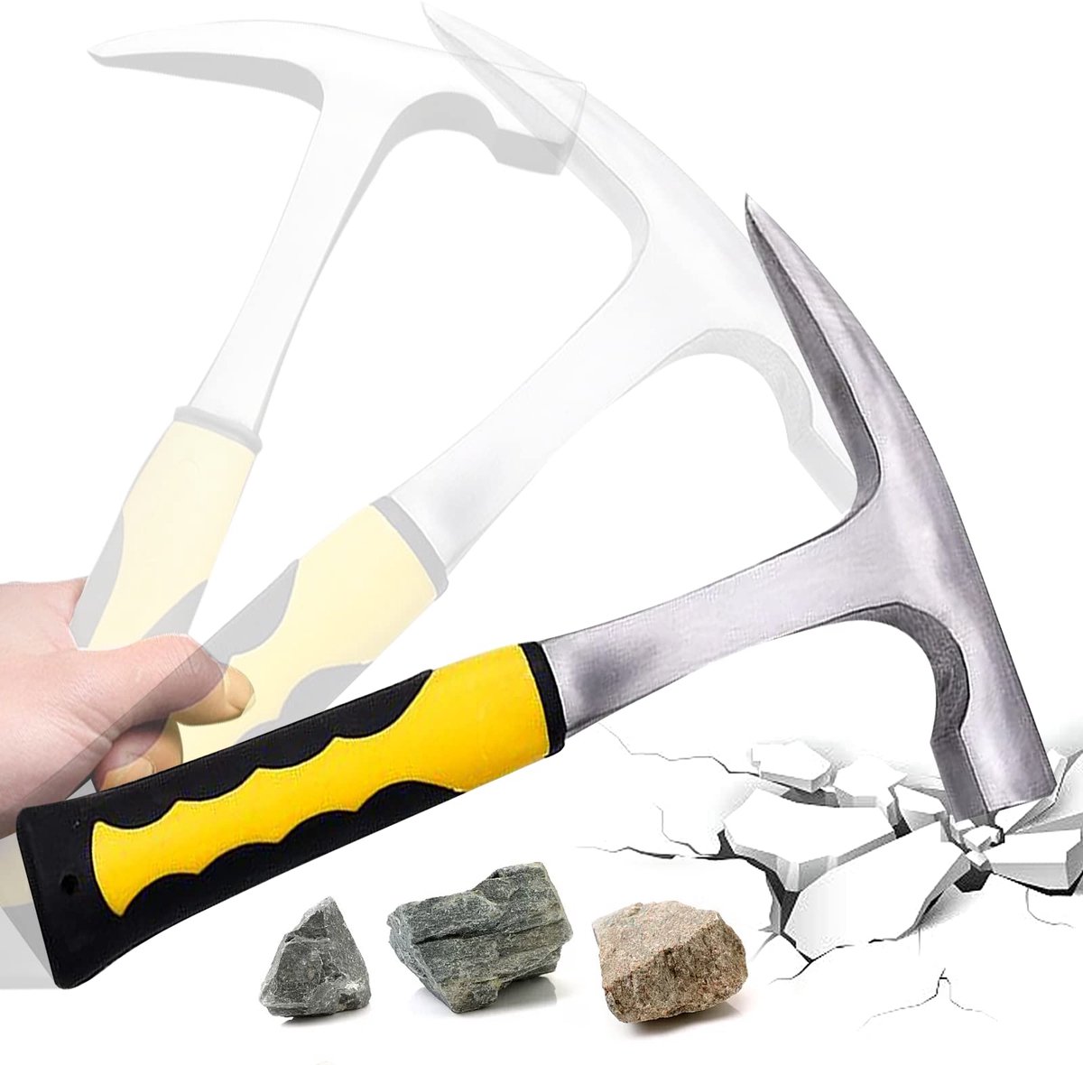 Geologische baksteenhamer - 1 kg - staal - ideaal voor onderzoek en bouw - ShopVlot