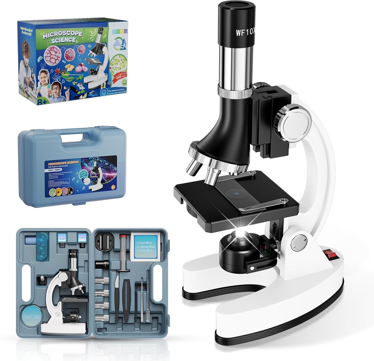 Microscoop voor kinderen 1200x - wetenschappelijk laboratoriumset - veilig en draagbaar - stimuleert autonomie - ShopVlot