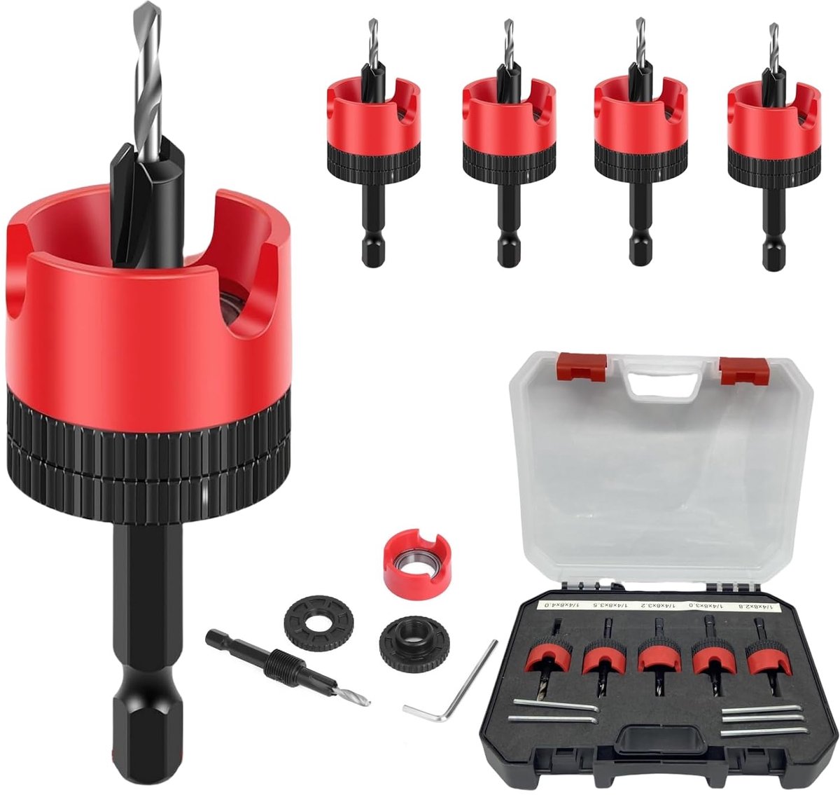Boormechanisme met dieptebegrenzer - 5-delige set 2.8-4 mm - hoogwaardig staal en tungsten - nauwkeurig boren in hout - ShopVlot
