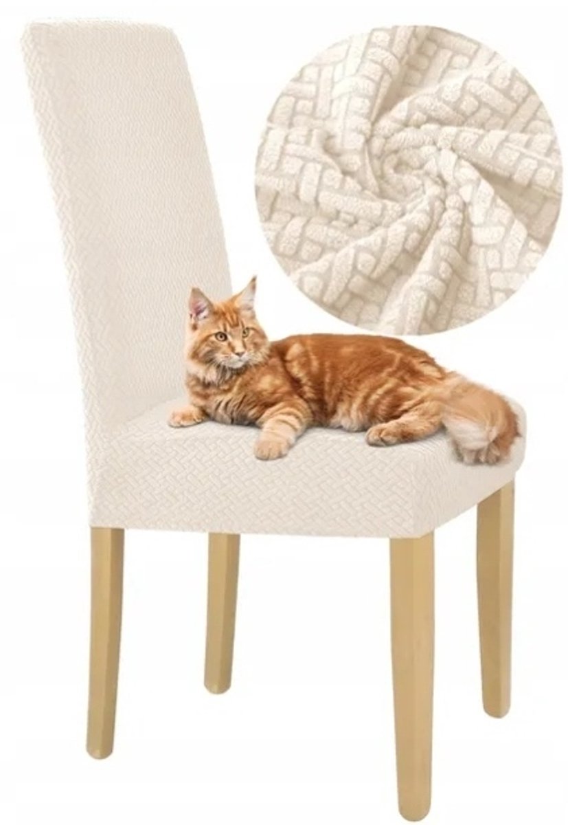 Markless beige jacquard stoelhoes - elastisch en universeel