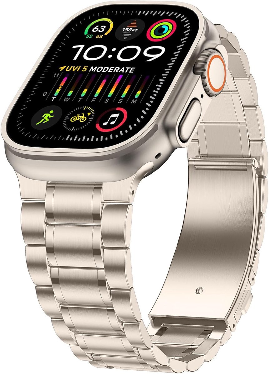 Stalen Horlogeband Geschikt voor Apple Watch 49/46/45/44/42/41/40/38mm - Metaal Vervangband - ShopVlot