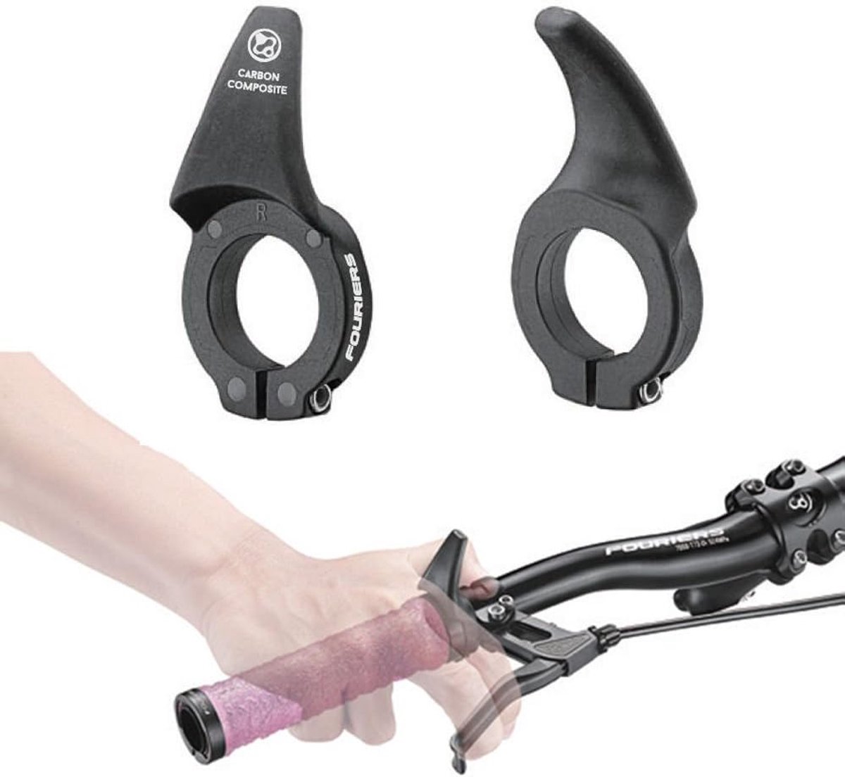 Mini stuurknop 22,2 mm - carbon en nylon - ergonomisch ontwerp - vermindert polsdiscomfort - ShopVlot