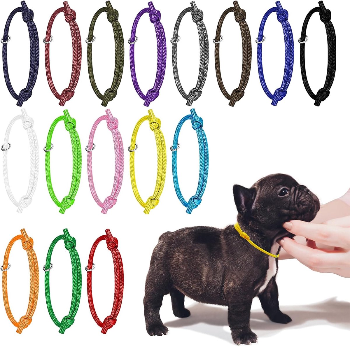 Puppy ID halsbanden 16 stuks - zachte polyester - verstelbaar - identificatie voor pasgeboren huisdieren - ShopVlot