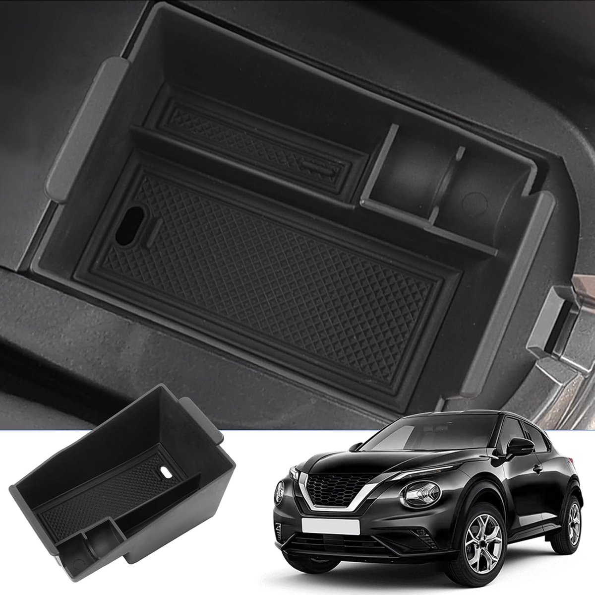 Center Console Opbergbox Nissan Juke F16 2020-2024 - ABS Kunststof - Organizer met Anti-Slip Mat - Directe Installatie - ShopVlot