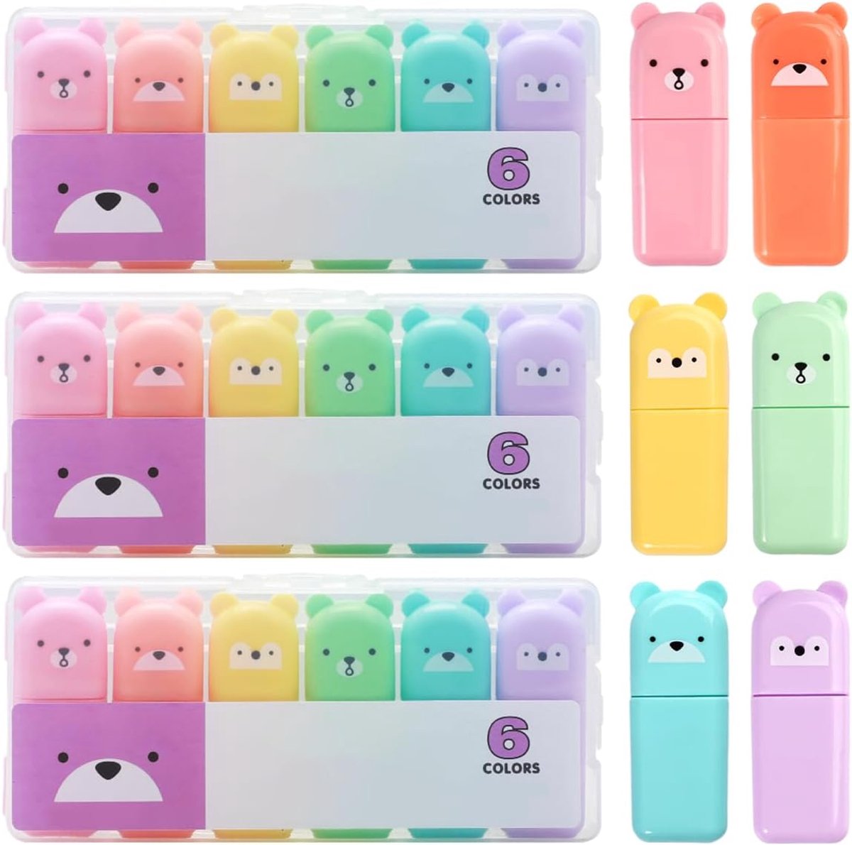 Mini-markeerstiften 18 stuks - 6 kleuren highlighter - compact formaat - ideaal voor studeren - ShopVlot