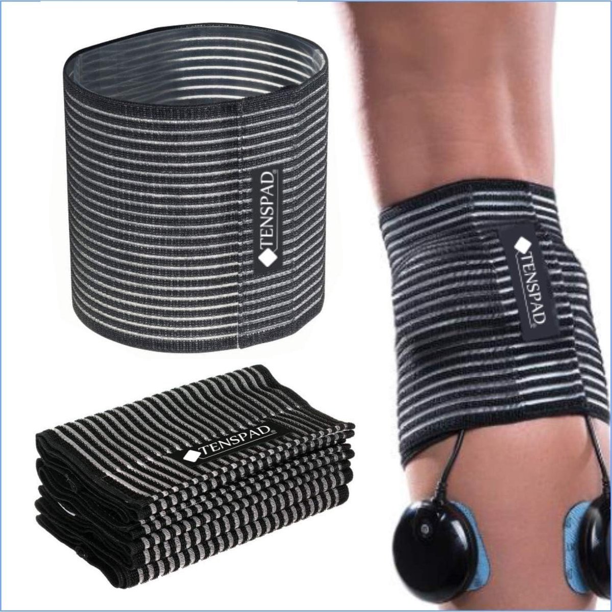 Set van 4 elastische banden 490x150mm - met sluiting - antibacterieel - voor het vasthouden van elektroden - ShopVlot