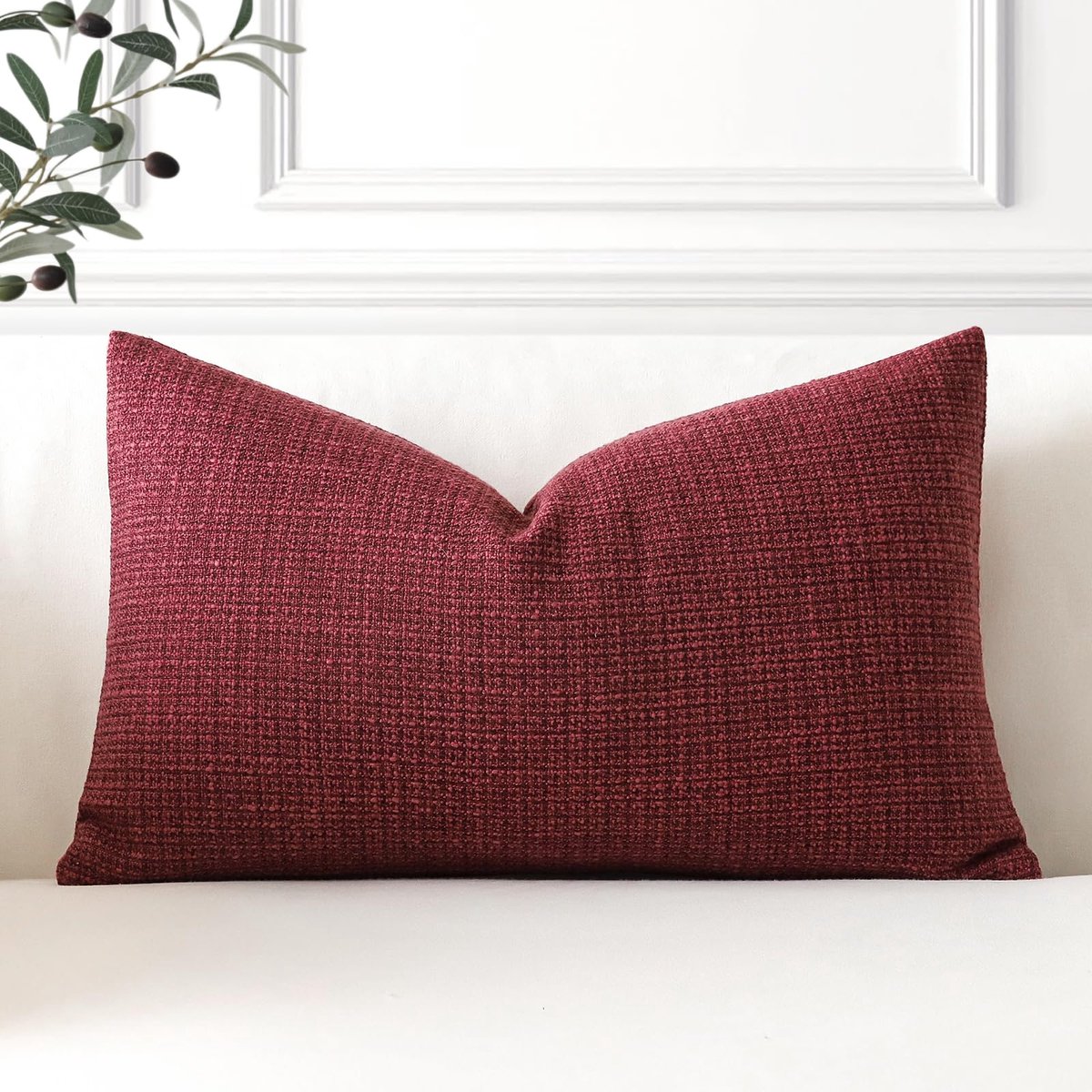 Linnen kussenhoes 40 x 60 cm - bordeaux - decoratief - perfect voor je bank - ShopVlot