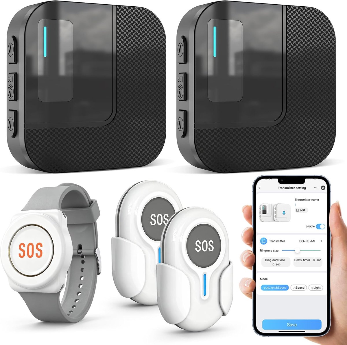 Noodoproepknop voor Senioren - Wifi Tuya Smart - 2 Ontvangers - Betrouwbare noodoproepen overal - ShopVlot